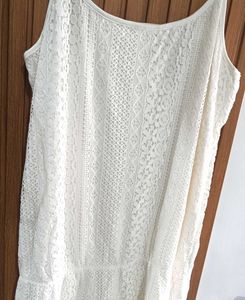 Lace White spaghetti strapy Dress