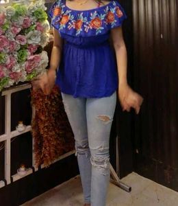 Blue Indowestern Top