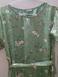 Green Floral Print Dress