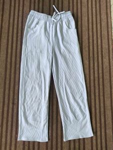 Casual White Ribbed Pants
