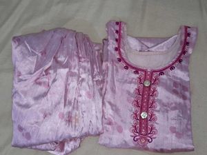 Pink Satin Silk Suit Set( Without Duppatta)