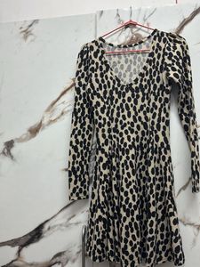 Spotted Print Long Sleeve Dress