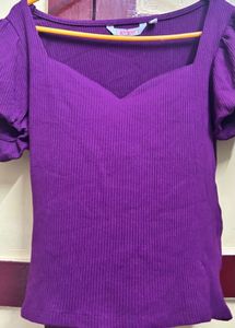 Purple Ribbed Top