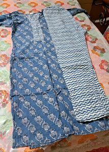 Blue Printed Kurta- Pant Set
