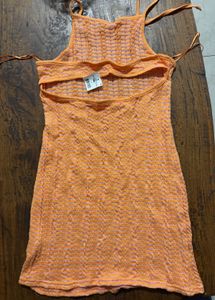 Orange Pink Knit Mini Dress