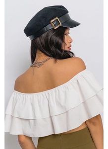 OFF SHOULDER TIERED LAYER CROPPED TOP IN WHITE