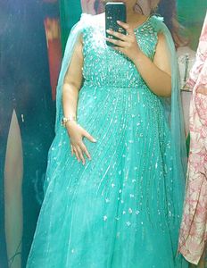 Elegant Aqua Embellished Gown