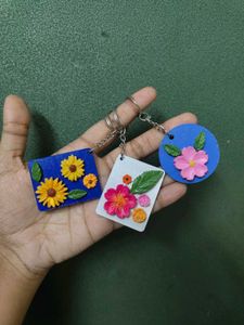 Handmade Floral Keychains 🌸✨🌻