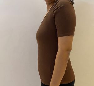 Brown Ribbed Square Neck Top