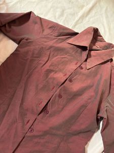 Fitted Maroon Shimmery shirt