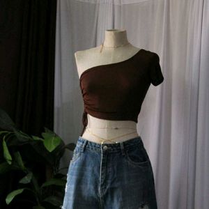 H&M Brown One-Shoulder Top