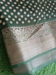 Green Polka Dot Silk Saree