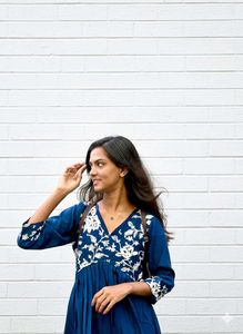 Blue Embroidered Dress