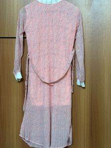 Peach Floral Midi Dress