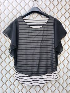 New With Tag Korean Striped Pochu Top