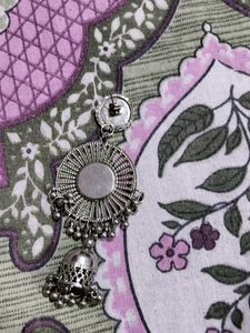 Bohemian Silver Jhumka Earrings