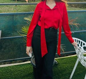 Red Satin Shirt Premium