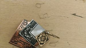 Etched Metal Square Earrings