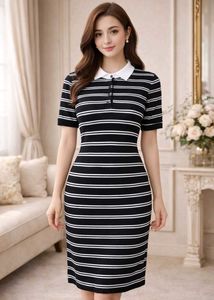 Striped Bodycon Midi Dress