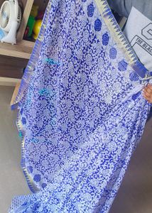 Chiffon Navy Blue and White Daily Wear Saree