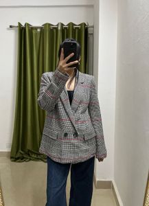 FOREVER 21 PLAID  DOUBLE BREASTED BLAZE