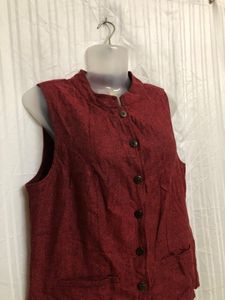 Fubindia Red Cotton Waistcoat