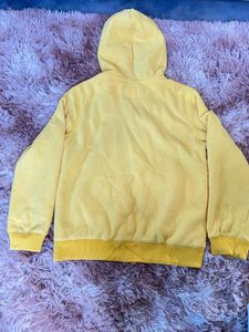 Yellow Embroidered Zip-Up Hoodie