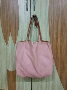 Imported Pink Leather Tote Bag