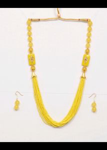 Yellow Necklace With Earrings.  Jewellery, Necklace, Chain, Earrings, Western, Beauty, Women, Jaipurjewelry, Kundanjewelry, Peacockjewellery, Forever 21, biba, Shein, Choker, Rings,