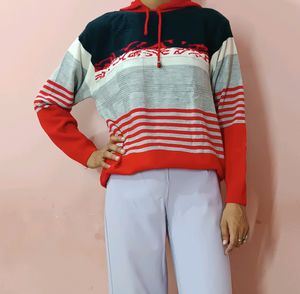 Retro Striped Hoodie Sweater