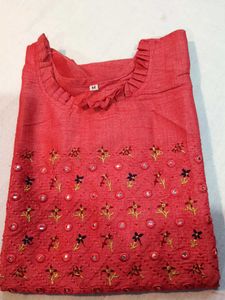 Red Embroidered Kurti