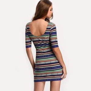 Patterned Bodycon Mini Dress