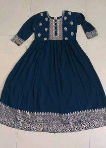 Elegant Navy Blue Embroidered Dress