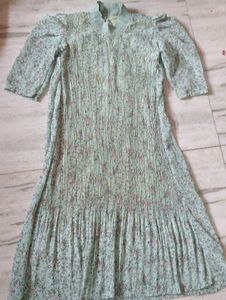 Full Neck Puffy Sleeves Body Fitting Dress
