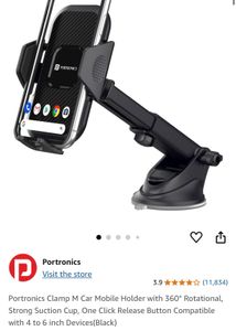 Portronics Clamp M Car Mobile Holder with 360°