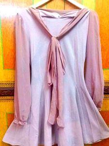 Peach Party Bodycon Dress with Sheer Sleeves