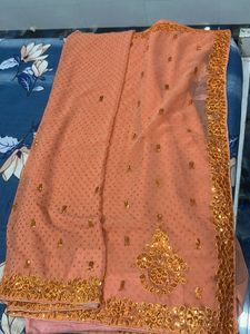 Elegant Peach Saree