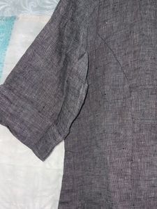 Grey Cotton Kurta High Neck