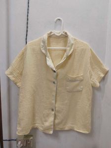 Yellow Gauze Button-Up Top
