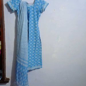 Blue Kurta With Duppatta