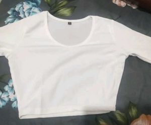 White Long Sleeve Crop Top