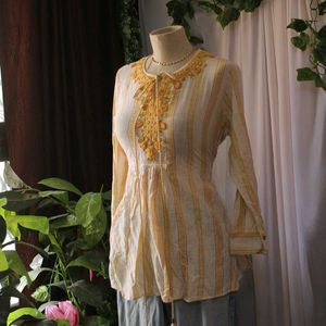Embroidered Striped Top