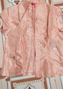 Elegant Peach Embroidered Coat