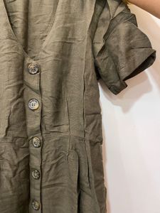 Olive Green Button-Down Dress