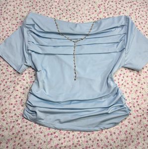 Savana Gathered Blue Top