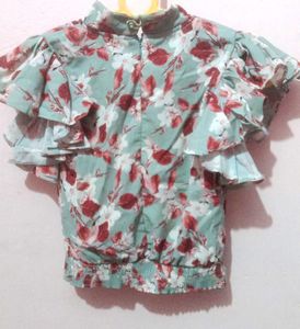 Floral Ruffle Sleeve Top