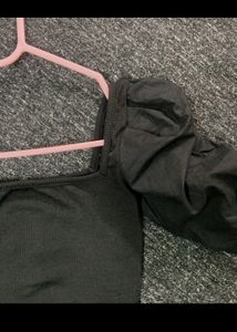 Cotton Sleev Rib Crop Top