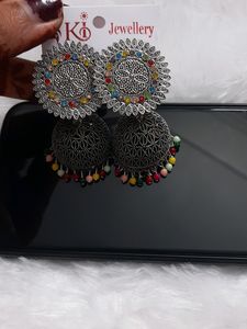 Beautiful Oxidised Zhumka Earrings