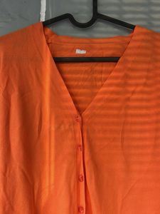 Orange V-Neck Cardigan Sweater