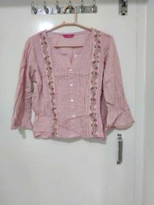 Floral Embroidered Pink Top